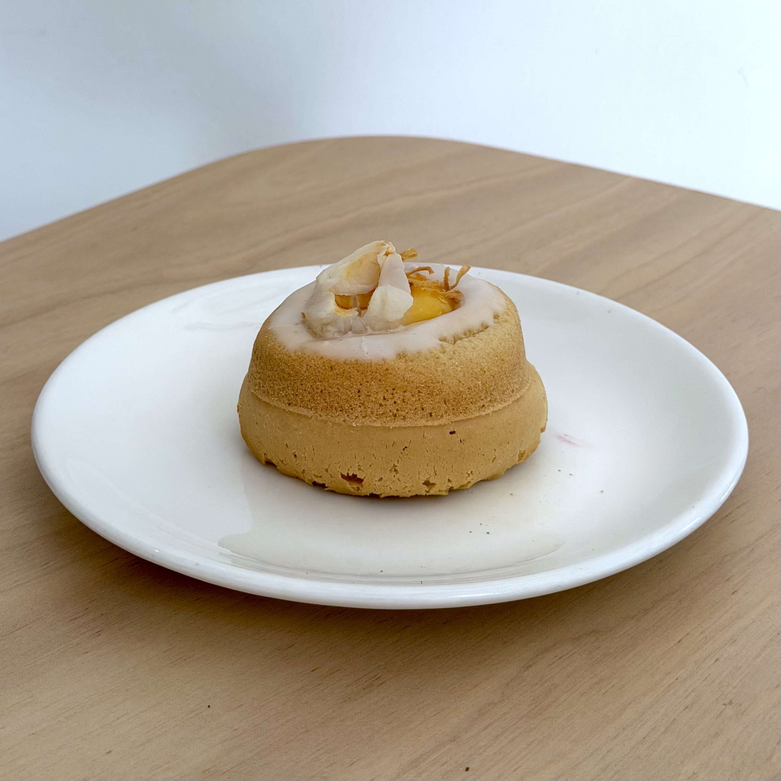 yuzu curd and lychee coconut mochi donut